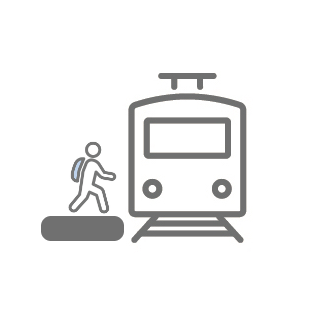 電車の乗り換えイラスト